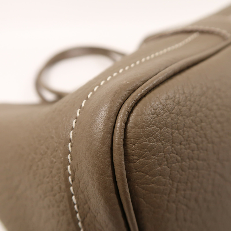 HERMES Negonda皮革Garden Party PM銀扣手挽袋Etoupe-10