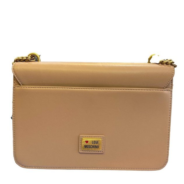 MOSCHINO奶茶色全皮肩背包-1