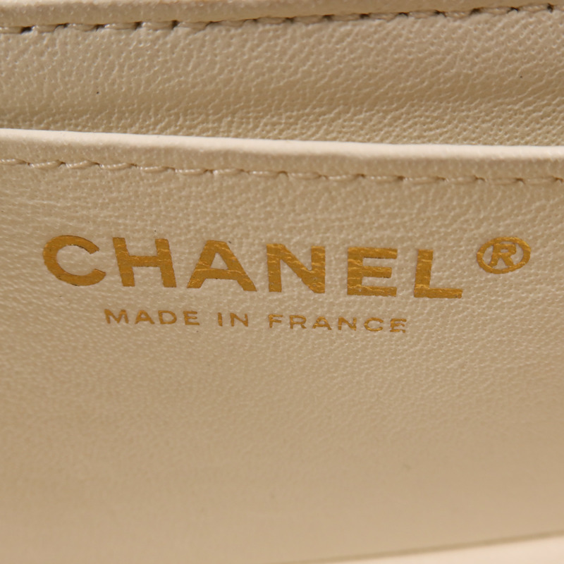 CHANEL 牛皮皮革Chain Shoulder金扣鏈帶肩背袋-5