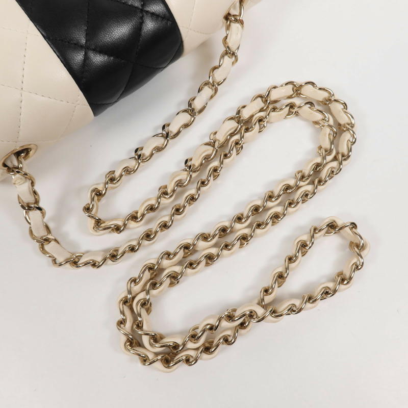CHANEL 牛皮皮革Chain Shoulder金扣鏈帶肩背袋-8