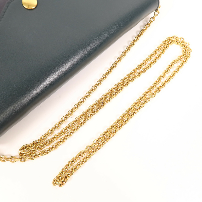 CELINE 牛皮皮革Chain Shoulder金扣鏈帶肩背袋-8