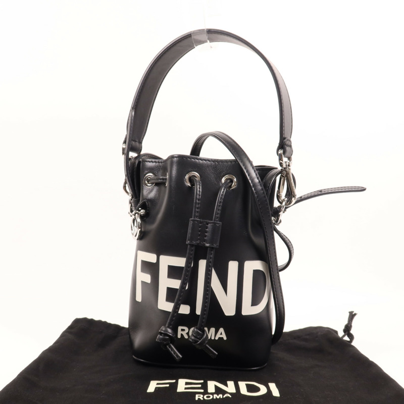 FENDI 牛皮皮革Mon Tresor Mini銀扣手挽肩背兩用袋-8