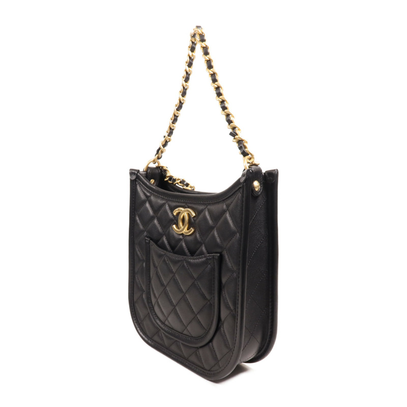 CHANEL 牛皮皮革24S Hobo金扣手挽肩背兩用袋-2