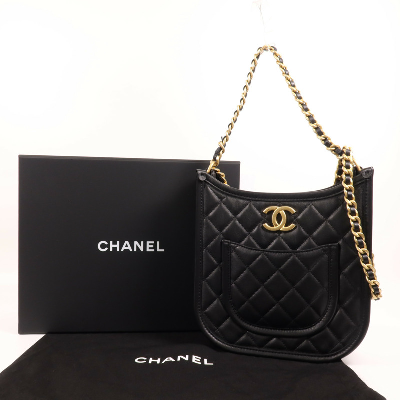 CHANEL 牛皮皮革24S Hobo金扣手挽肩背兩用袋-9