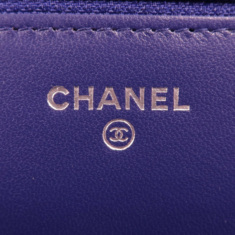 CHANEL 羊皮皮革WOC Wallet On Chain銀扣鏈帶肩背袋-5