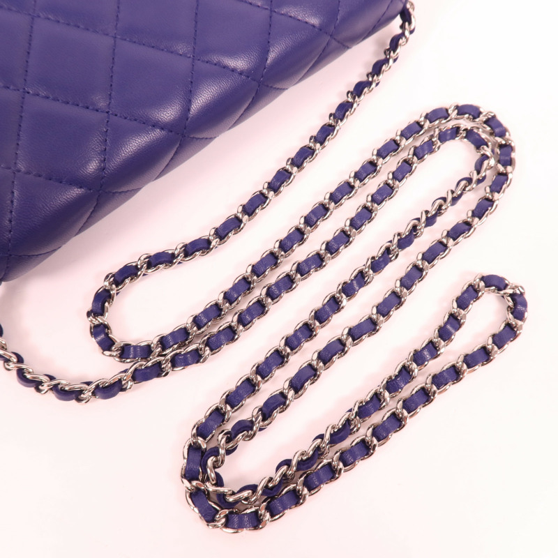 CHANEL 羊皮皮革WOC Wallet On Chain銀扣鏈帶肩背袋-9