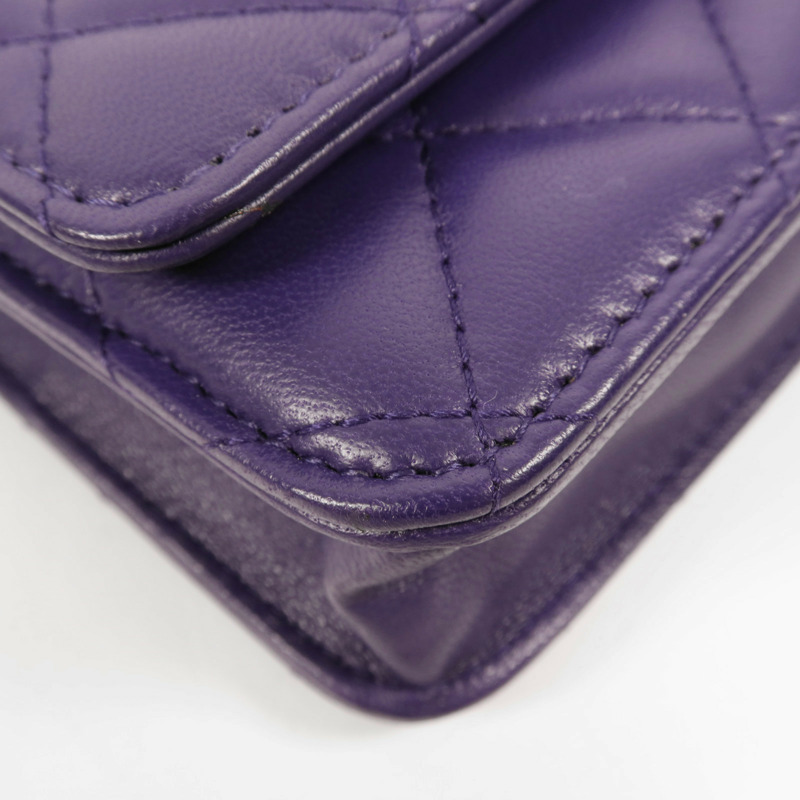 CHANEL 羊皮皮革WOC Wallet On Chain銀扣鏈帶肩背袋-12