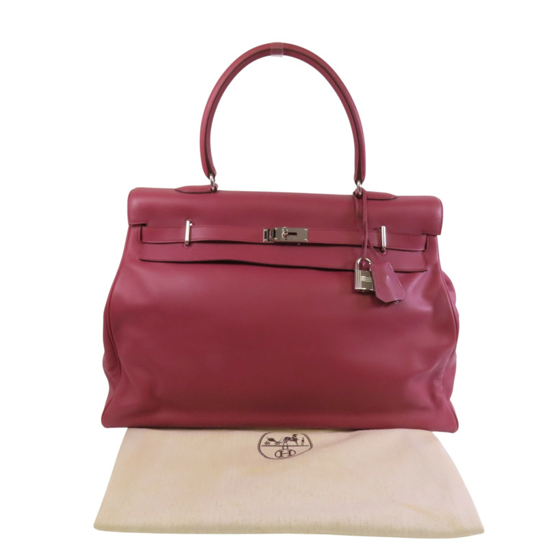 HERMES Swift皮革Kelly Relax 50銀扣肩背袋-9