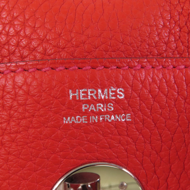 HERMES Clemence皮革Lindy 26銀扣肩背袋-5
