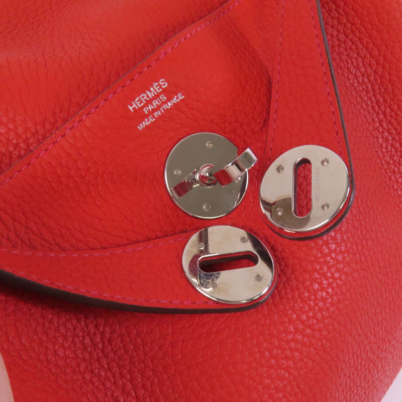 HERMES Clemence皮革Lindy 26銀扣肩背袋-8