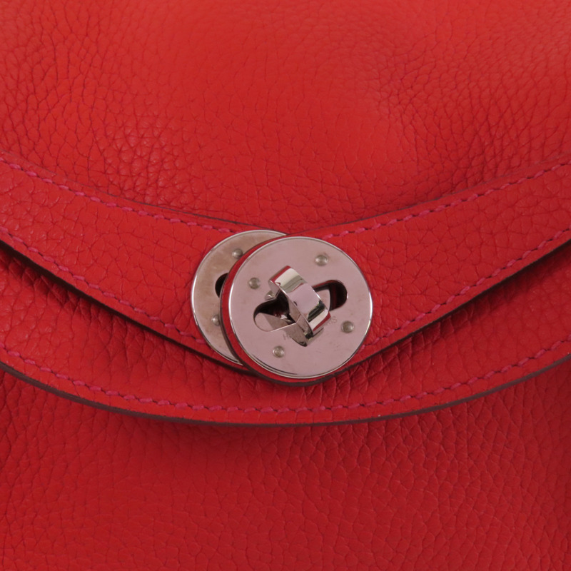 HERMES Clemence皮革Lindy 26銀扣肩背袋-9
