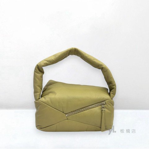 LOEWE 橄欖綠納帕小羊皮肩背Puzzle Hobo-4