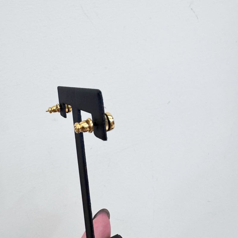 Dior Petit CD Jolie 金色樹脂珍珠耳針耳環-4