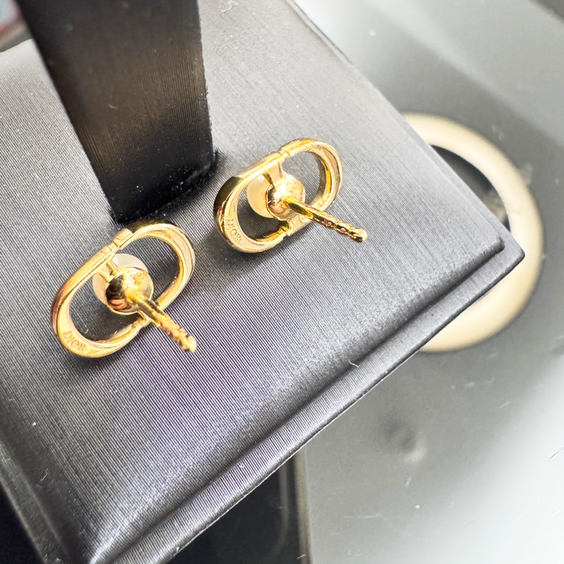 Dior Petit CD Jolie 金色樹脂珍珠耳針耳環-6