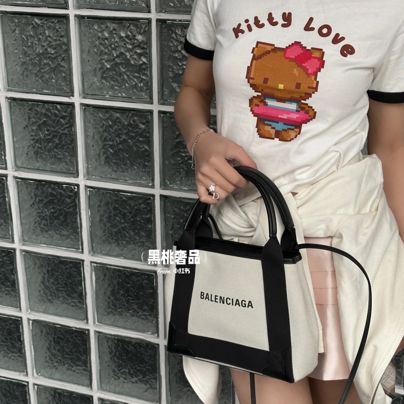 Balenciaga 巴黎世家 Navy Cabas XS 帆布包 托特包 子母包-40