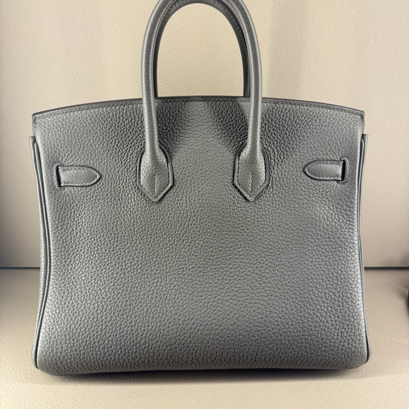 Hermès Birkin 25 Togo皮 Gris Etain 極稀有錫器灰玫瑰金釦 Z刻印 全新旋轉鈕帶膜 無頸紋｜冷白皮友善，上身超顯白｜日本專櫃購入含購證影本-1