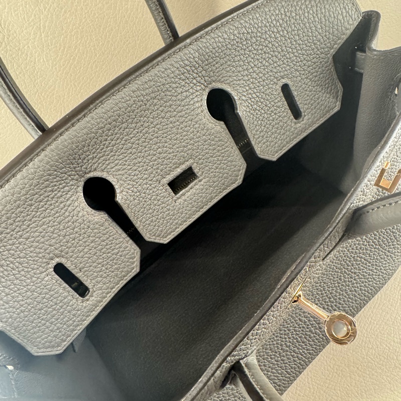 Hermès Birkin 25 Togo皮 Gris Etain 極稀有錫器灰玫瑰金釦 Z刻印 全新旋轉鈕帶膜 無頸紋｜冷白皮友善，上身超顯白｜日本專櫃購入含購證影本-2