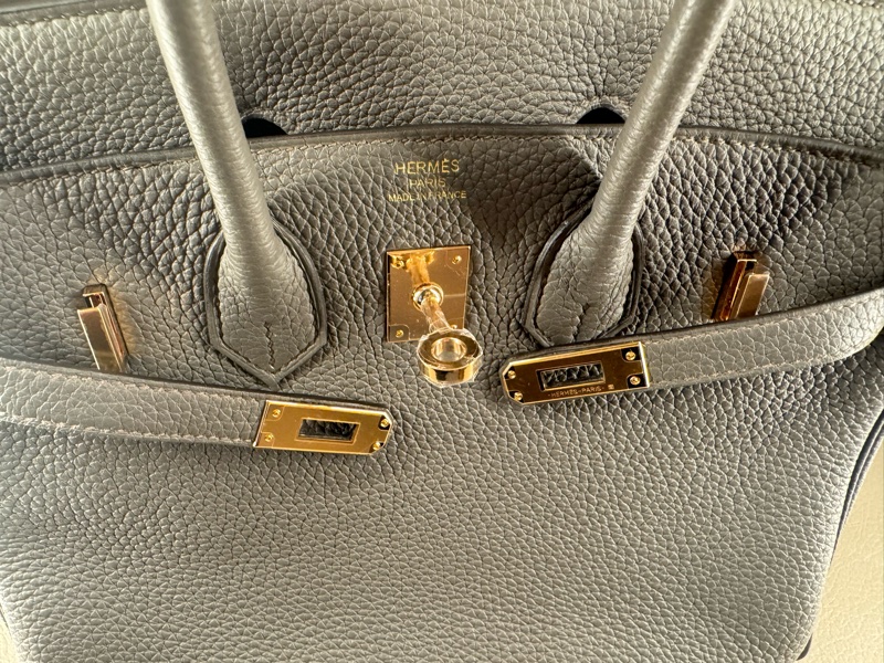 Hermès Birkin 25 Togo皮 Gris Etain 極稀有錫器灰玫瑰金釦 Z刻印 全新旋轉鈕帶膜 無頸紋｜冷白皮友善，上身超顯白｜日本專櫃購入含購證影本-3
