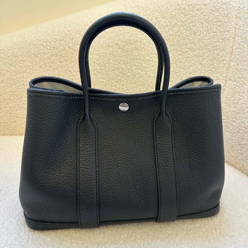 Hermes Garden party 30 花園包 黑銀D-10