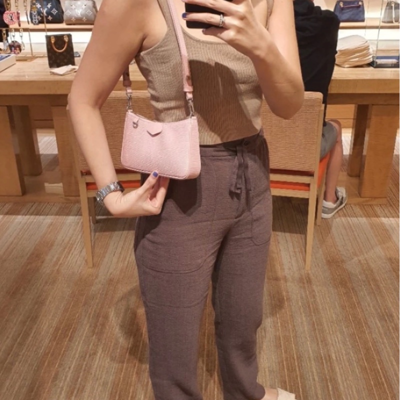 「JL 精品代購」97新 LV 粉色水波紋 麻將肩背包-1