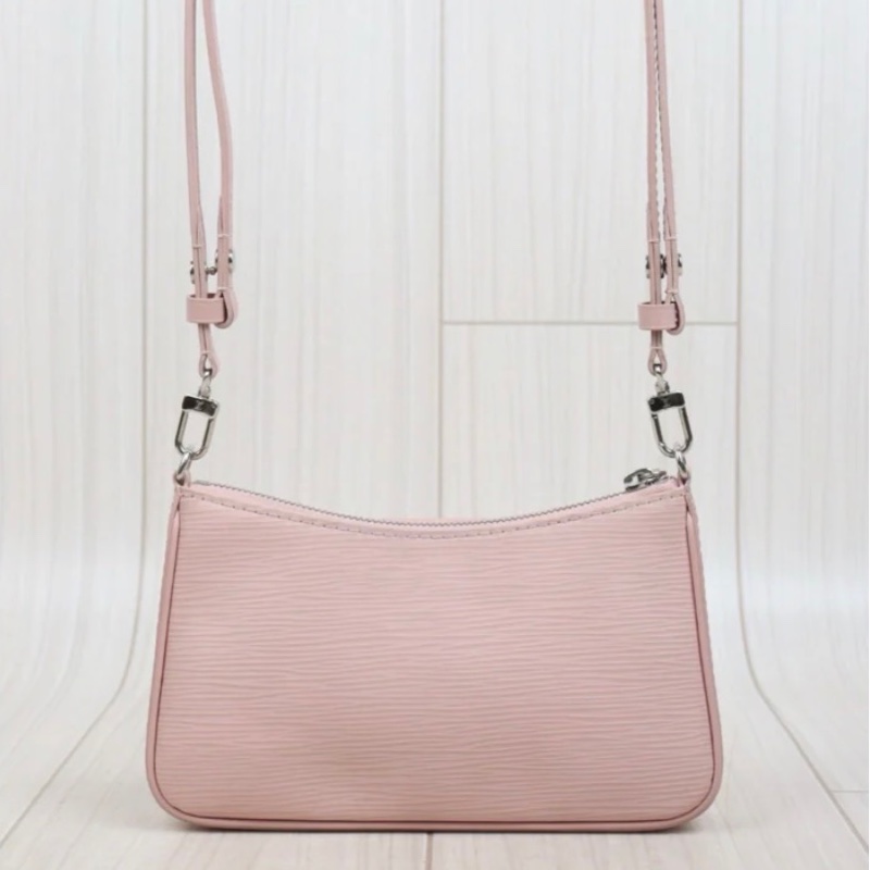 「JL 精品代購」97新 LV 粉色水波紋 麻將肩背包-3