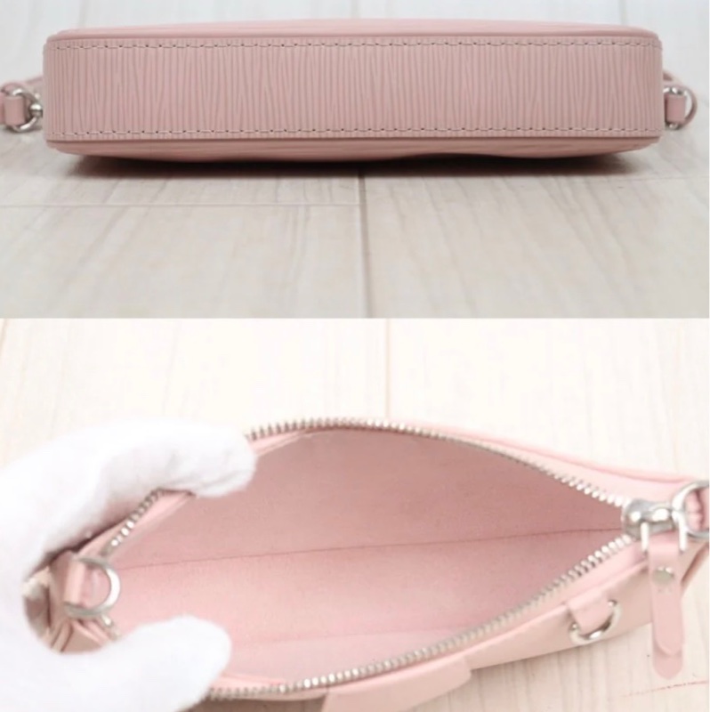 「JL 精品代購」97新 LV 粉色水波紋 麻將肩背包-7