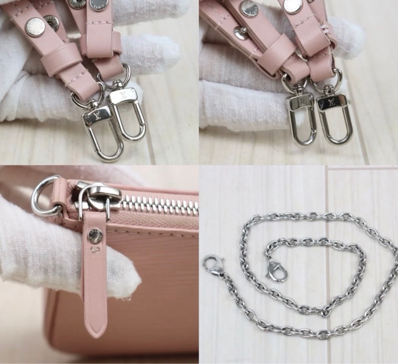 「JL 精品代購」97新 LV 粉色水波紋 麻將肩背包-9