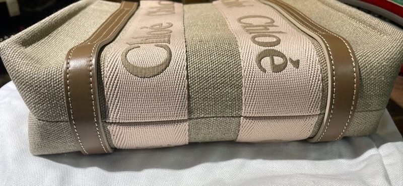 Chloe woody 刺繡款亞麻(粉奶茶色係!)超美 很少背 近全新-3