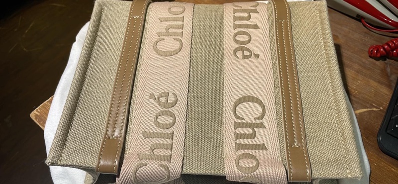 Chloe woody 刺繡款亞麻(粉奶茶色係!)超美 很少背 近全新-7