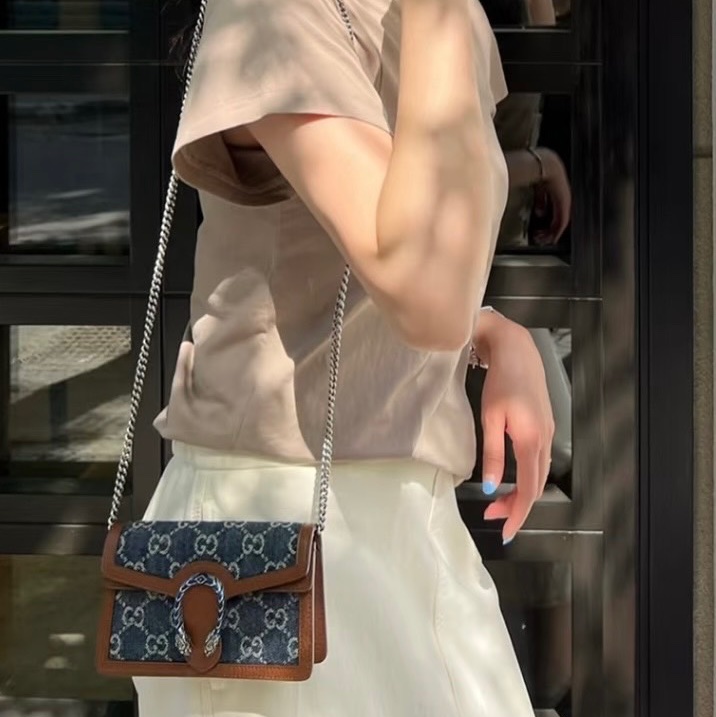 GUCCI 包包Dionysus#GG Supreme帆布酒神單寧mini斜背包#-6