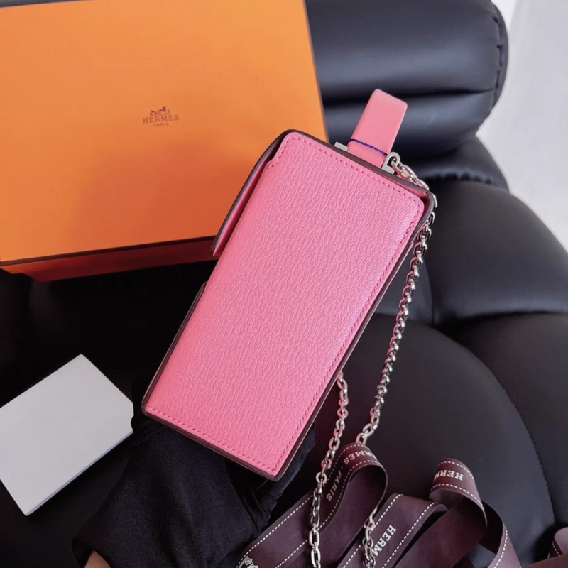 Hermes Cinhetic Bag 秀款盒子包 唇膏粉 銀扣 山羊皮 Y刻-1