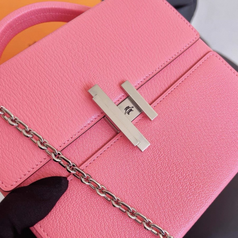 Hermes Cinhetic Bag 秀款盒子包 唇膏粉 銀扣 山羊皮 Y刻-4