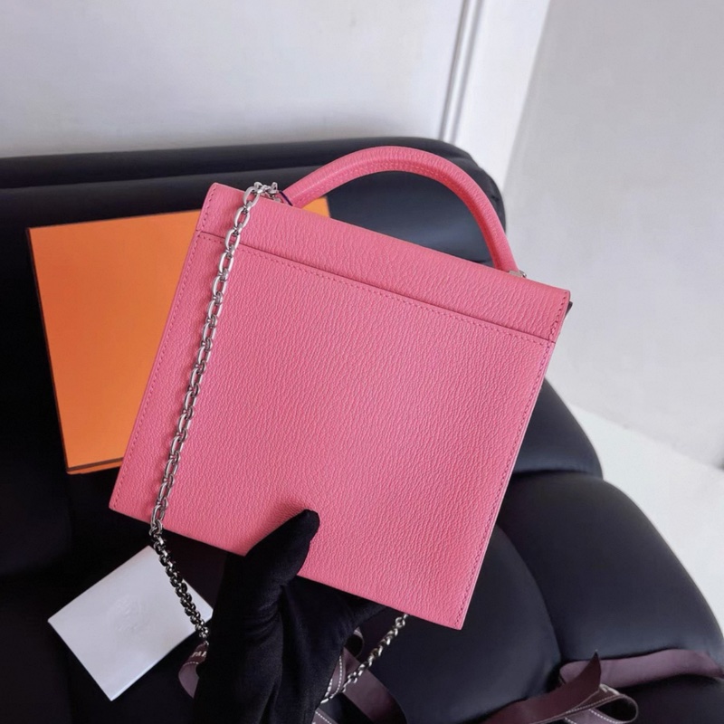 Hermes Cinhetic Bag 秀款盒子包 唇膏粉 銀扣 山羊皮 Y刻-6