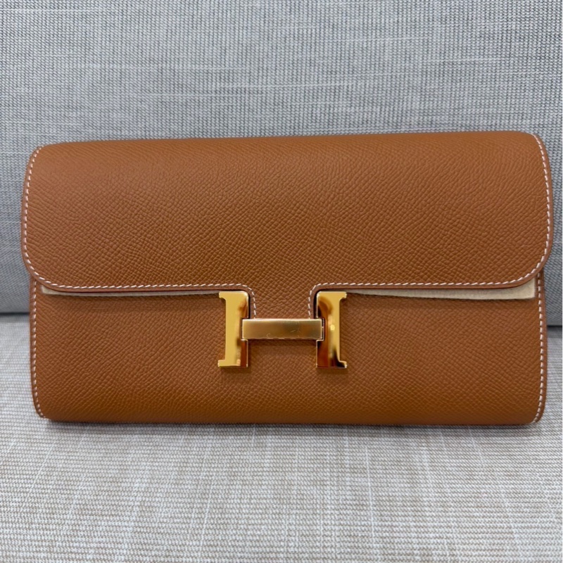愛馬仕 Hermes 康康 Constance Long To Go WOC 金棕金釦U刻 epsom皮-5