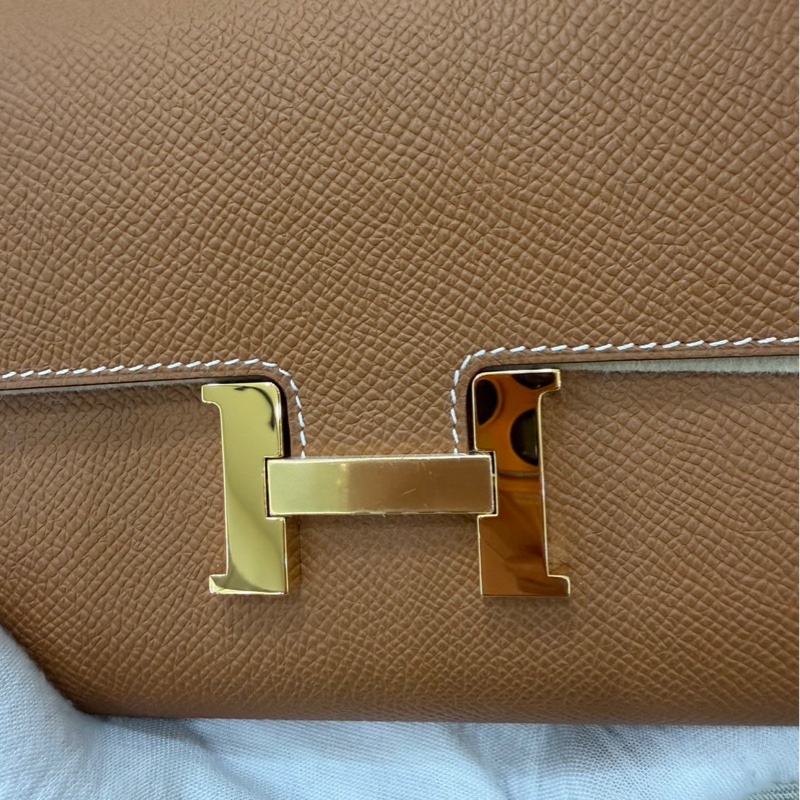 愛馬仕 Hermes 康康 Constance Long To Go WOC 金棕金釦U刻 epsom皮-16