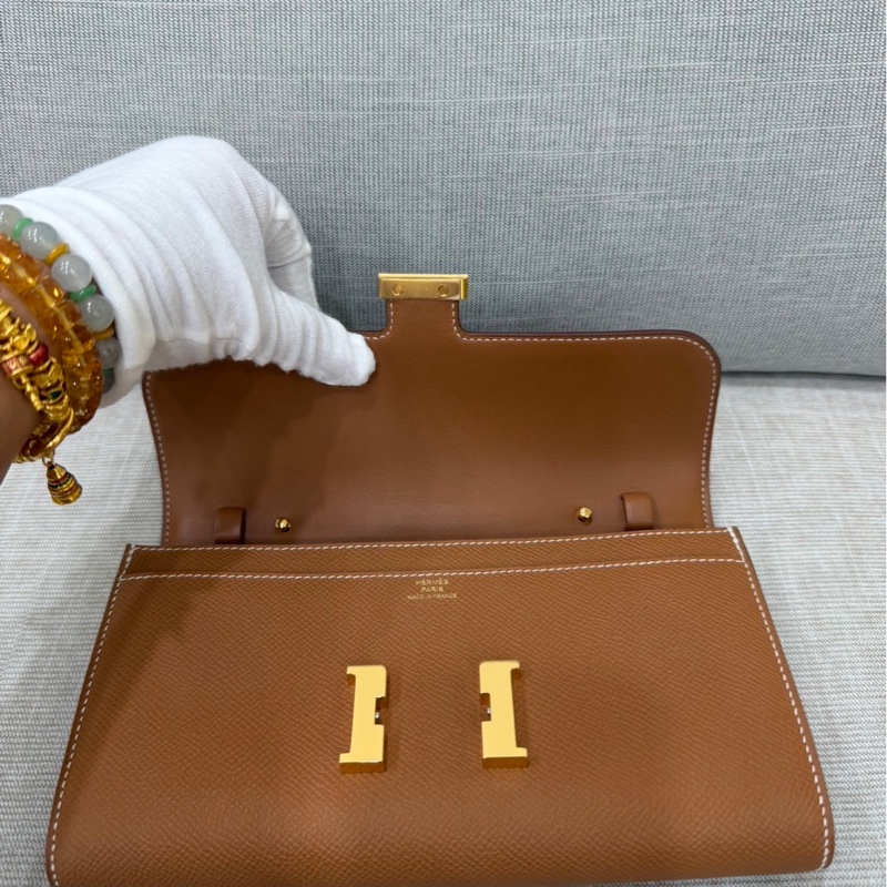 愛馬仕 Hermes 康康 Constance Long To Go WOC 金棕金釦U刻 epsom皮-19