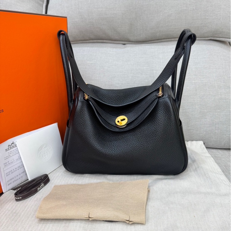 HERMES 愛馬仕Lindy26 黑金 金剛色 D刻-0