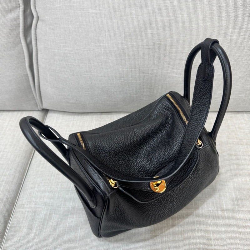 HERMES 愛馬仕Lindy26 黑金 金剛色 D刻-18