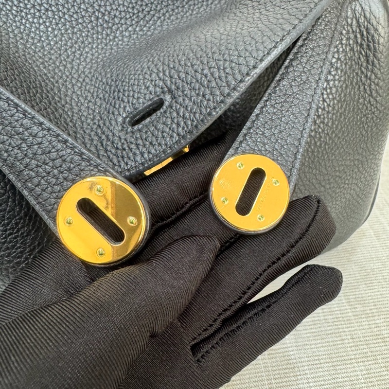 HERMES 愛馬仕Lindy26 黑金 金剛色 D刻-32