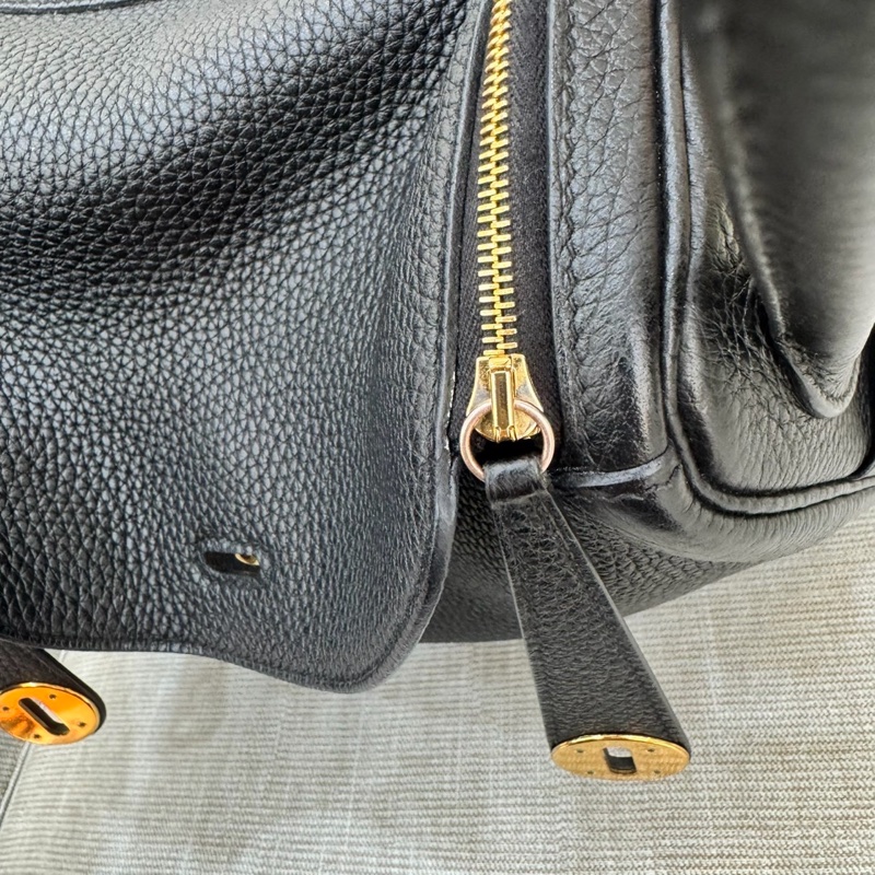 HERMES 愛馬仕Lindy26 黑金 金剛色 D刻-35