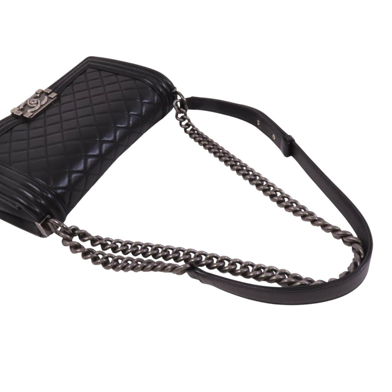 CHANEL 【激減優惠】羊皮皮革Boy Chanel銀扣鏈帶肩背袋-7