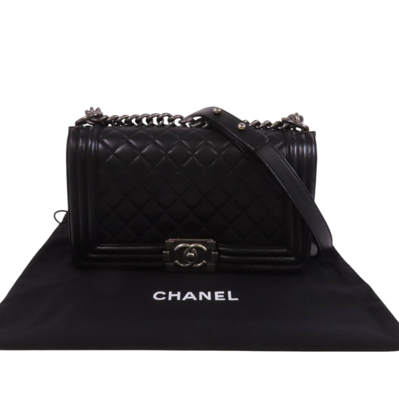 CHANEL 【激減優惠】羊皮皮革Boy Chanel銀扣鏈帶肩背袋-9