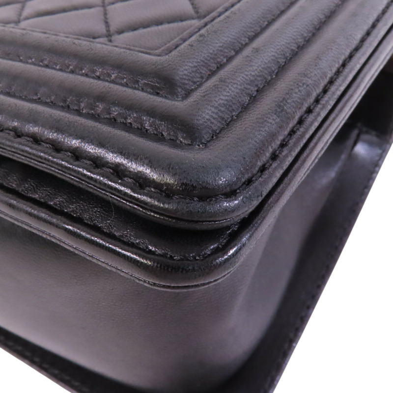 CHANEL 【激減優惠】羊皮皮革Boy Chanel銀扣鏈帶肩背袋-11