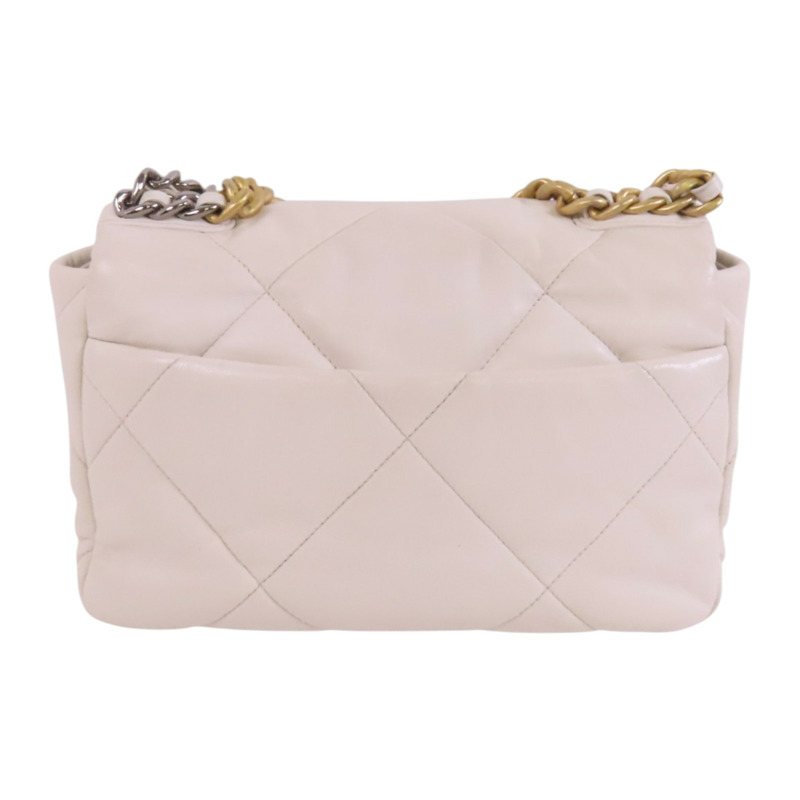 CHANEL 羊皮皮革Chanel 19金扣鏈帶手挽肩背兩用袋-1