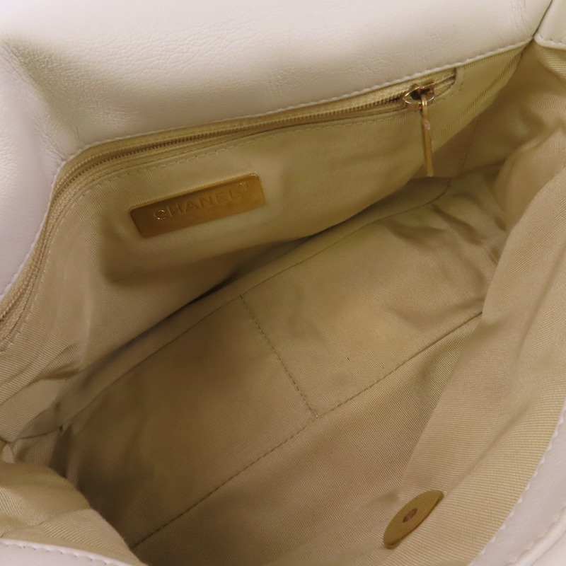 CHANEL 羊皮皮革Chanel 19金扣鏈帶手挽肩背兩用袋-4