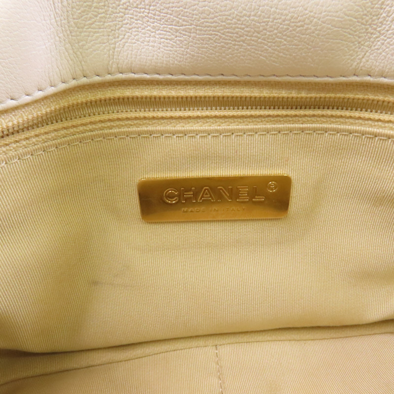 CHANEL 羊皮皮革Chanel 19金扣鏈帶手挽肩背兩用袋-5