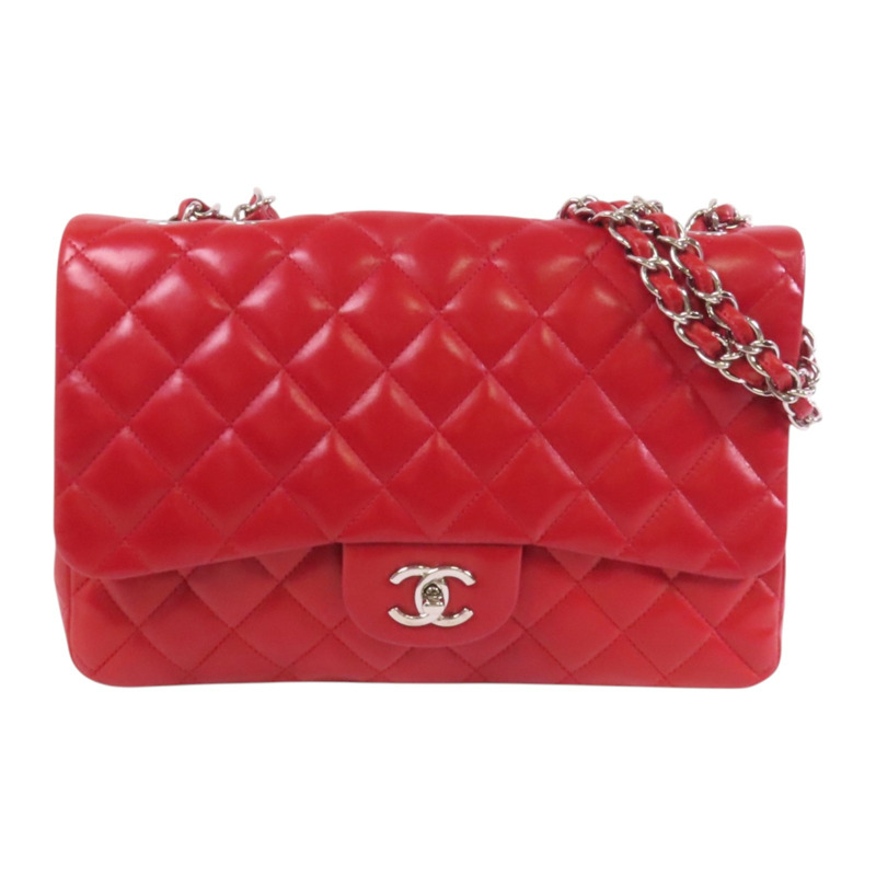 CHANEL 羊皮皮革Large Classic銀扣鏈帶肩背袋-0