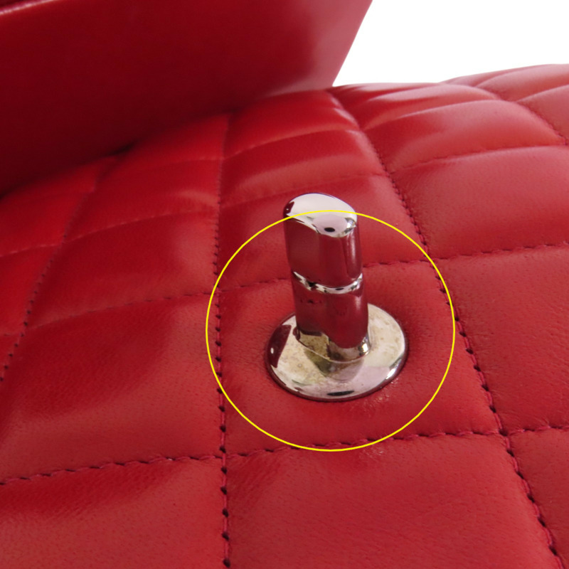 CHANEL 羊皮皮革Large Classic銀扣鏈帶肩背袋-17