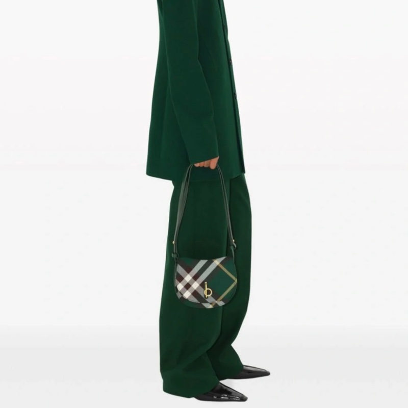 🎁全新盒裝2024新款 Burberry 巴寶莉 超美綠格紋馬鞍包（原價59000）-1
