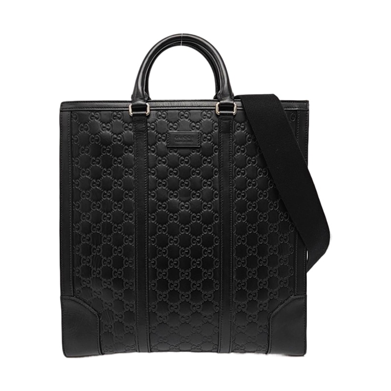 Gucci 托特包 綠色(近黑色)全皮老花壓紋手提包 肩背包-0